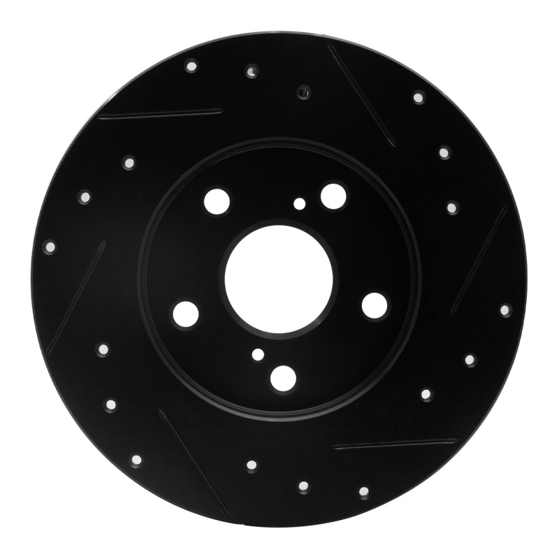 Pontiac Vibe Brake Rotor (1) - Rear Left - R1 Concepts - Drilled & Slotted - Black - `08-`18
